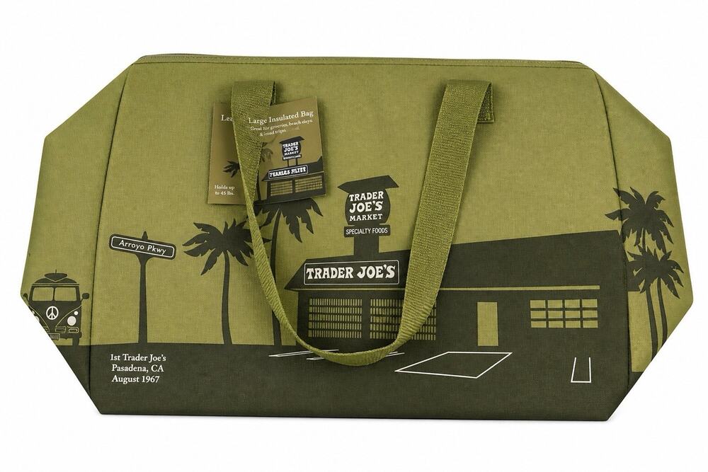 Trader Joe's Large Insulated Tote Olive Green 8Gallon Reusable Bag Cooler Sealed